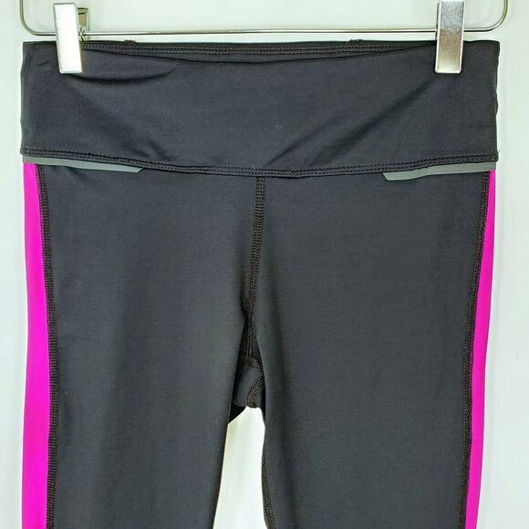 Alala Blocked Crop Tights S Mid Rise Fitted Stretch Running Black Magenta - Picture 4 of 7